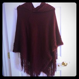 Hooded Knit Poncho